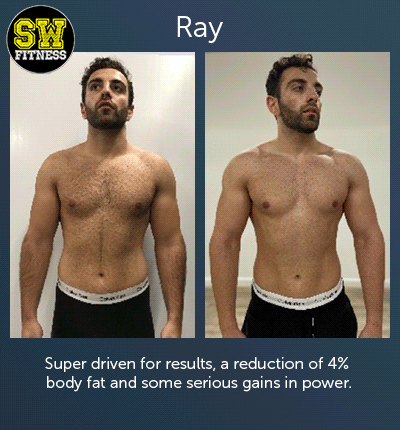 Ray - Super driven for results, a reduction of 4% body fat and some serious gains in power.